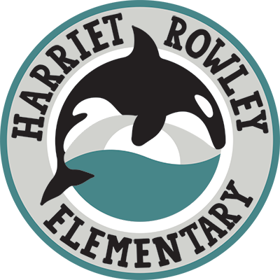 Harriet Rowley Elementary Logo displaying artistic image of an Orca